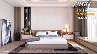 Modern Bedroom Design | Vray 5 Sketchup interior  #24