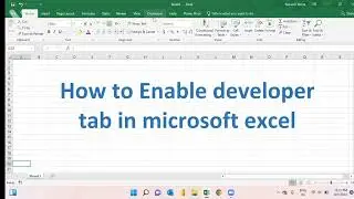 How to enable developer ribbon in Excel | 