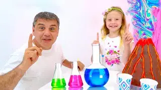 Nastya and dad conduct cool experiments like scientists