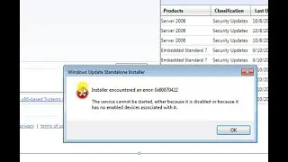 Installer encountered an error:0x80070422 fix