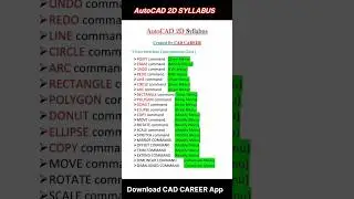 AutoCAD 2D Syllabus Created By CAD CAREER #cadcourse #shorts