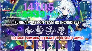 Furina Fischl Yaoyao Lynette Pokemon Team so Incredible - Ultimate Summon Afk to Destroy Abyss