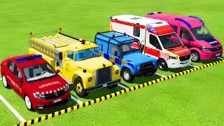 POLICE CARS, AMBULANCE VEHICLES, FIRE DEPARTMENT TRANSPORTING WITH TRUCKS ! Farming Simulator 22