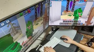 MATTSUN is PLAYING on PC with DUAL MONITOR! (Blockman Go BedWars) (ASMR)