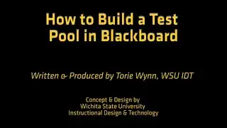 How-to Create a Test Pool in Blackboard