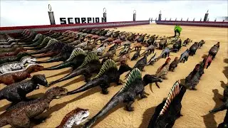 CARCHARODONTOSAURUS vs 100 Ark Dinos | Ark Battle