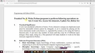 Python program to perform operations on Set | Create Set | Access Set Element|Update Set|Delete Set