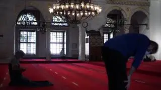 Inside the mosque and praying