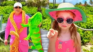 Nastya and funny stories about fun on the beach