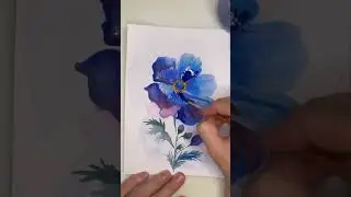 🪻💙 How to draw beautiful watercolor flower
