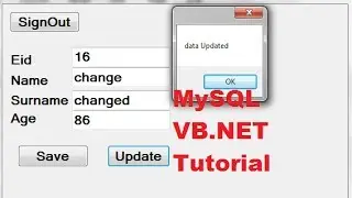 MySQL VB.NET Tutorial 7 : Edit/Update a data from Database with button