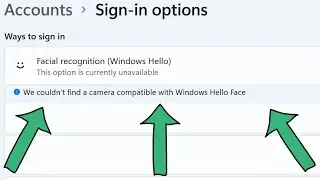 We couldnt find a camera compatible with Windows Hello Face | This option is currently unavailable