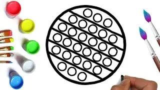 How to draw and color round rainbow Pop it antistress easy and simple, the simplest drawings