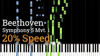 Beethoven - Symphony No. 5 Mvt. 1 (Slow Piano Tutorial) [20% Speed]