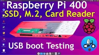 Pi 400 USB boot test. SSD, M.2, SD card reader