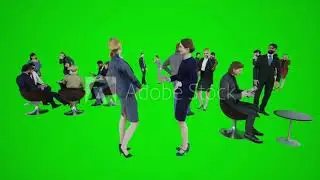 green screen people video 3D animation of men and women talking at a party