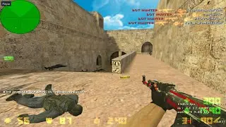 Один Я против 16 ботов на Максимальной сложности в Counter Strike на de_dust2 за Т