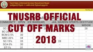 TNUSRB OFFICIAL CUT OFF MARKS 2018 | PC 2018 OFFICIAL CUT OFF MARKS |