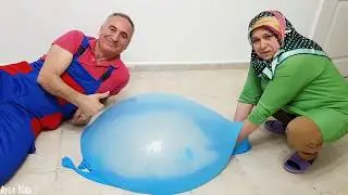 Ayşe's Giant Slime Buble & Kerem With Ayşe Huge Slime Buble Entertainment Funny Video &2,