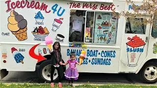 Kids Buying Ice Cream from Ice Cream Truck fun video pretend play