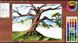 Digital Painting Tutorial Landscape with ‎Realistic Paint Studio (OLD TREE)