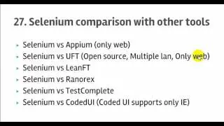 Lecture 27 : Comparison of Selenium Webdriver with other tools