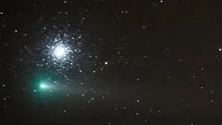 Dance of comet LEONARD with globular star cluster Messier-3.