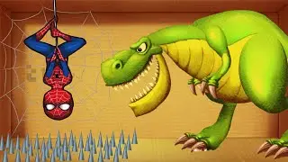 The Buddy Sipder Man vs Dinosaur T-rex | Kick The Buddy