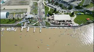 Drone footage of 700 paddlers on the Cuyahoga River