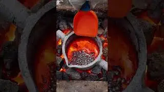 Melting Artillery Bands into Anvil - Bronze Casting
