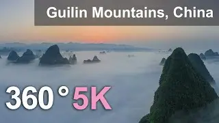 Guilin Mountains, China. Aerial 360 video in 5K