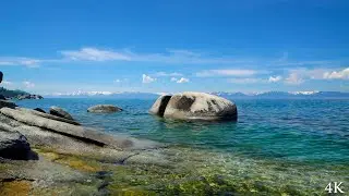 Relaxing Lake Tahoe Shoreline Waves - 4K Nature Scene with Water Sounds for Relaxation, Focus, Study