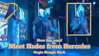 Hades from Hercules Talks to Guests at Oogie Boogie Bash 2024 at Disneyland