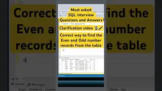 How to find the even and odd number records from the table #sql #sqlqueries #shorts #coding #mssql