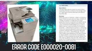 How To Fix Error E000020-00081 in Canon Adv C5235 C5240 C5250 C5030