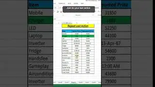 Repeat last excel action | Shortkey to repeat last action | excel f4 key