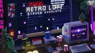 Retro Lofi Twitch overlays and alerts stream pack for OBS Studio, Streamlabs and Streamelement