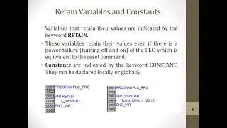 Lecture 3.  PLC Variables / PLC basics