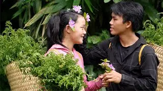 Harvesting wild vegetables - Love blooms in the green forest