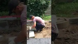 Cutting the curb with a grinder 