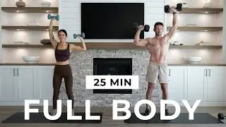 25 Min FULL BODY DUMBBELL STRENGTH COUPLES WORKOUT [Beginner + Advanced]