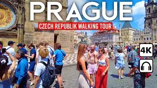 PRAGUE, Czech Republic 🇨🇿 4K Walking Tour, Downtown Sunny Day ☀️