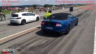 VW Scirocco vs. Ford Mustang GT Convertible Drag Race 1/4M (402m), 28.07.2018 » Kámen u Pacova,
