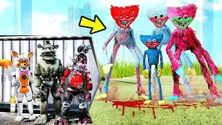 ANIMATRONICS PODEM VENCER OS VILÕES HUGGY HUGGY JUNTOS ? | GTA V Five Nights at Freddy's