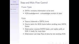 Stop and Wait Flow Control (ITS323, Lecture 17, 2014)