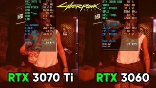 Cyberpunk 2077 - RTX 3060 6GB Laptop (105W) vs. RTX 3070 Ti 8GB Laptop (150W) - Comparison