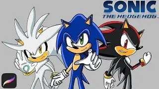Sonic, Silver and Shadow - Procreate (Timelapse)