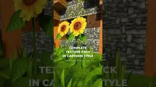 Cartoon sunflowers in Minecraft Bedrock and RTX ON