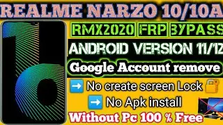 Realme Narzo 10A Frp  Bypass || Android 11/12 || RMX-2020 Google Account Lock Remove Without PC 100%