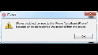 iTunes could not connect to the iPhone because an invalid response was received from the device